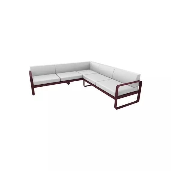 Canapé d&rsquo;angle de jardin Bellevie en Tissu, Mousse polyuréthane HR – Couleur Blanc – 235 x 143.06 x 71 cm – Designer Pagnon & Pelhaître