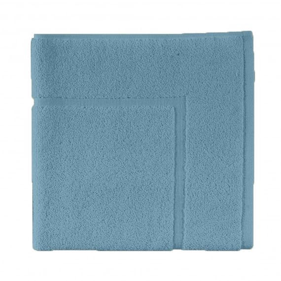 Tapis de bain uni en coton bleu Baltique 60×60
