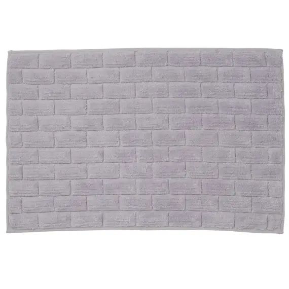 Tapis de bain en coton uni gris 50x80cm