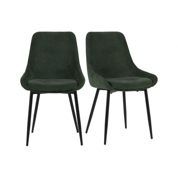 Lot de 2 chaises design velours côtelé Vert Foncé
