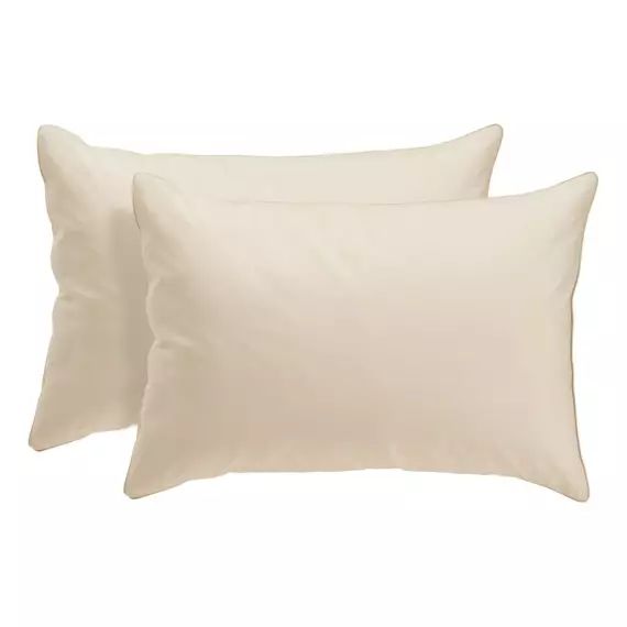 2 taies d’oreiller 50x70cm DREAMEA PERCALE beige