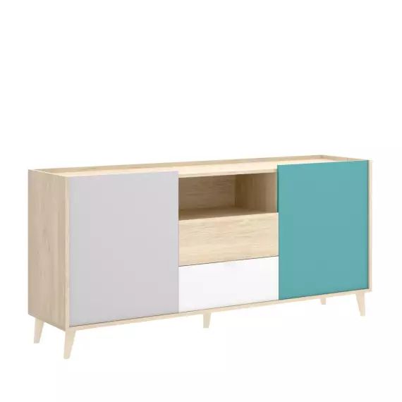 Buffet effet bois blanc et chêne