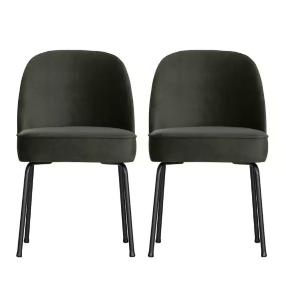 Vogue – Lot de 2 chaises design en velours – Couleur – Vert foncé