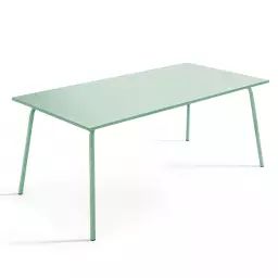 Table de jardin rectangulaire en métal vert sauge 120 cm