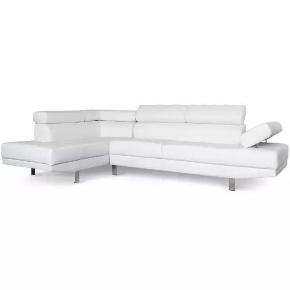 Canapé d’angle avec têtières relevables blanc