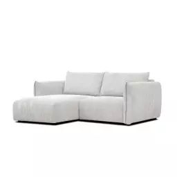 Canapé d’angle gauche 3 places tissu beige