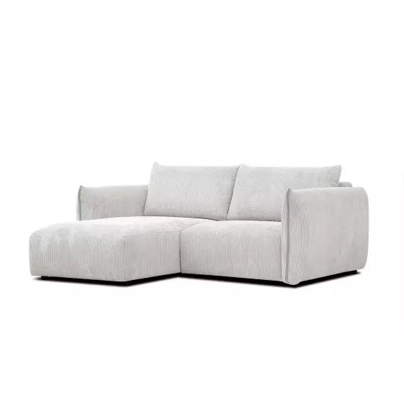 Canapé d’angle gauche 3 places tissu beige
