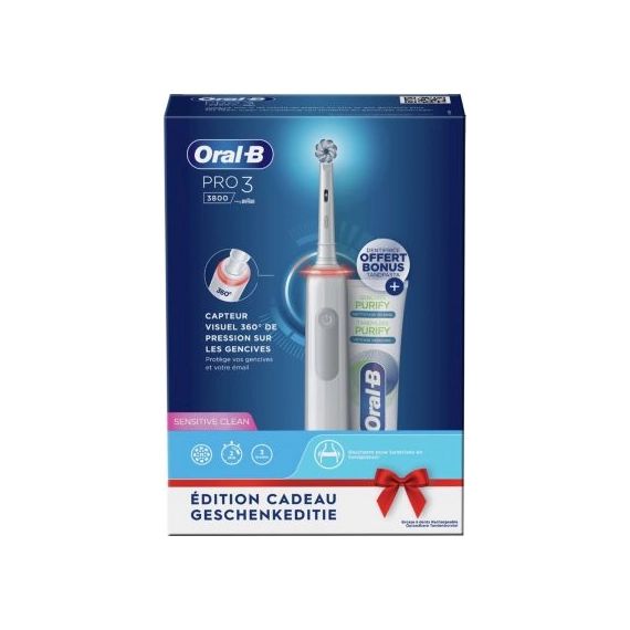 Brosse à dents électrique Oral-B Pro 3800 Sensi ulta thin blanche