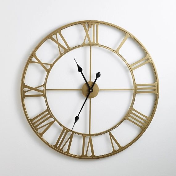Horloge en métal coloris laiton, Zivos