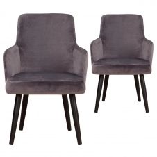 Lot de 2 fauteuils de table en velours gris