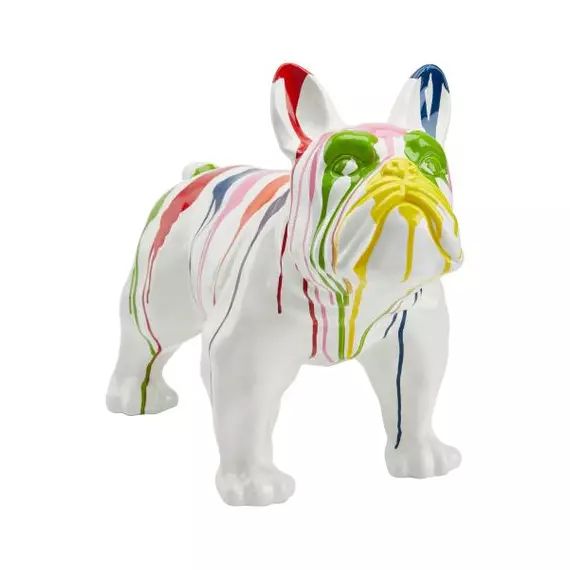 Statue peinture L. 51 cm BOULDOGUE Blanc