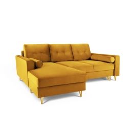 Canapé d’angle 4 places en velours jaune