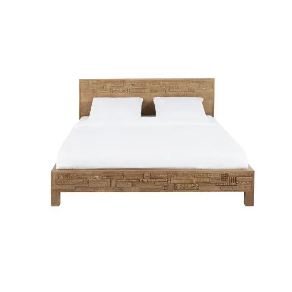 Lit 160×200 en bois manguier massif sculpté