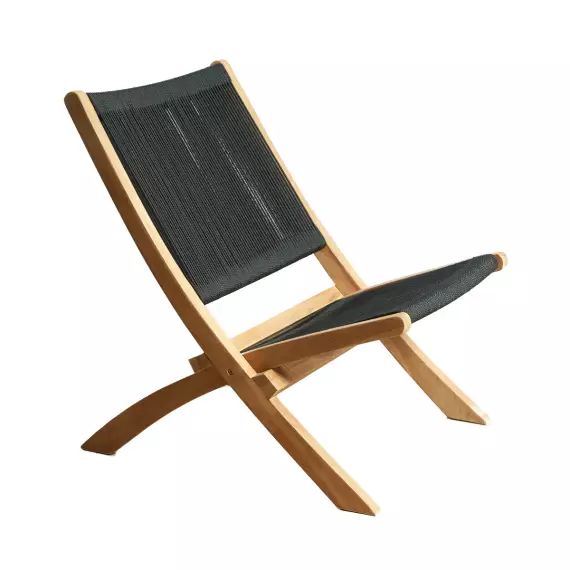 Fauteuil de jardin lounge en corde noir