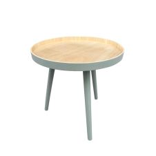 Table basse ronde trépied bois clair  et  vert