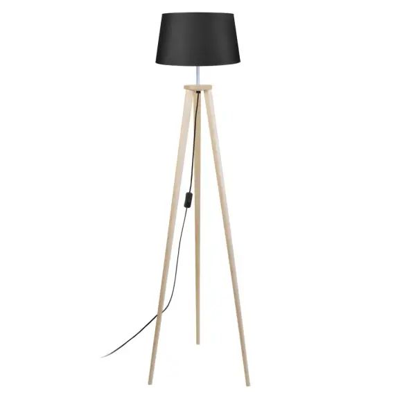 Lampadaire bois naturel et noir