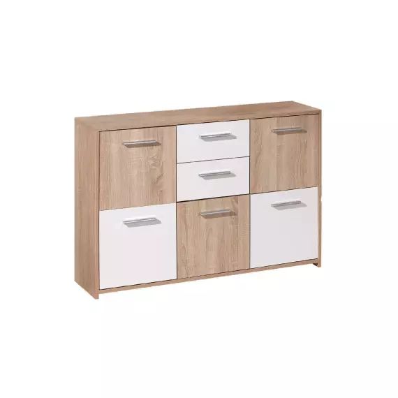 Buffet 5 portes en mélaminé blanc
