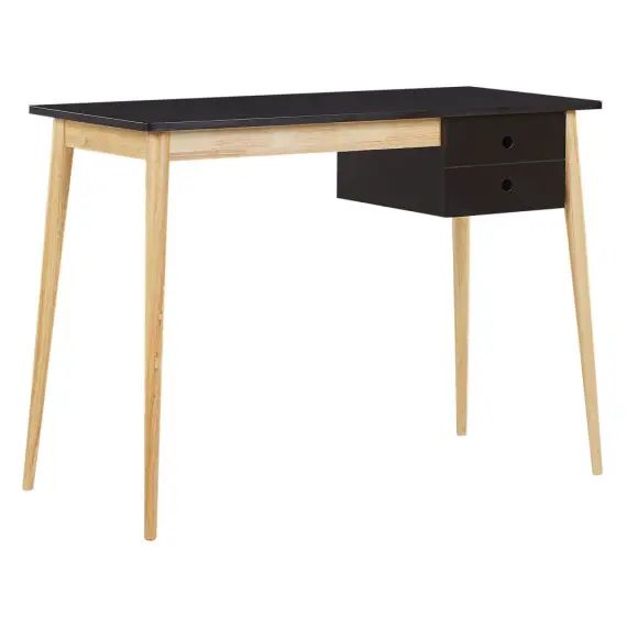 Bureau effet bois clair noir 106 x 48 cm avec 1 tiroir