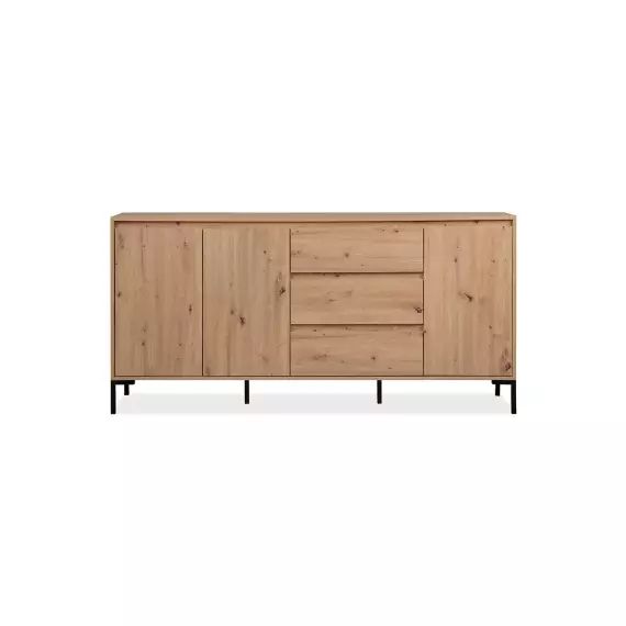 Buffet 3 portes 3 tiroirs et 2 étagères effet bois – L170 x H87 cm