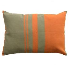 TANGER – Housse de coussin coton motif symétrique orange vert 35 x 50