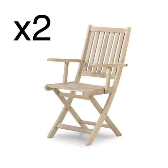 Pack de 2 chaises de jardin pliantes avec accoudoirs