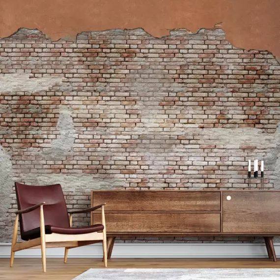 Papier Peint Panoramique mur industriel briques 240x270cm