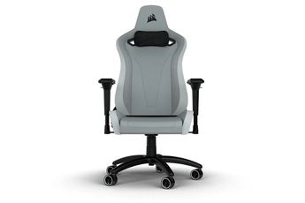 Chaise gaming Corsair TC200 Leatherette forme standard, Cuir synthétique rembourre gris clair/blanc