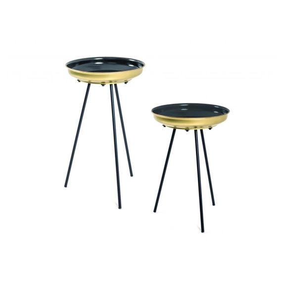 Tables d’appoint SARA en métal noir et doré lot de 2 – Noir et Or – 38 x 38 x 66 cm – Usinestreet