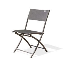 Chaise de jardin pliante en aluminium et toile plastifiée noire
