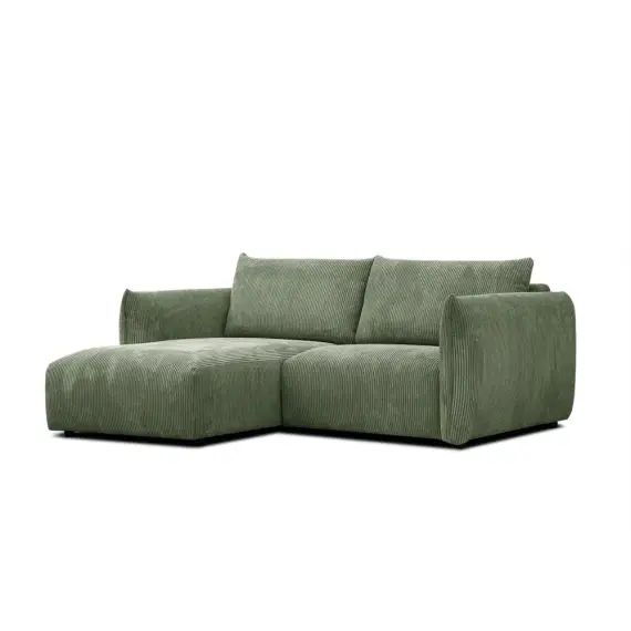 Canapé d&rsquo;angle gauche 3 places tissu vert