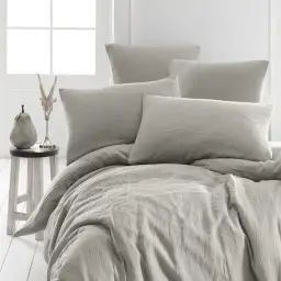 Housse de couette en gaze de coton gris perle 200×200 cm