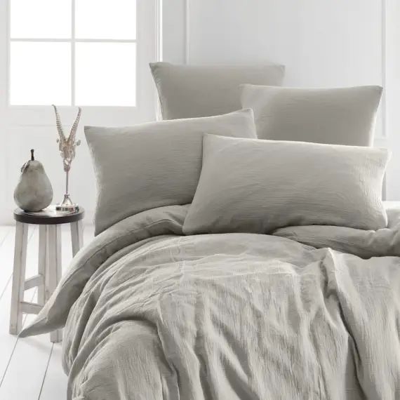 Housse de couette en gaze de coton  gris perle 200×200 cm