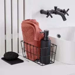Serviette de bain uni en coton rouge 50×90