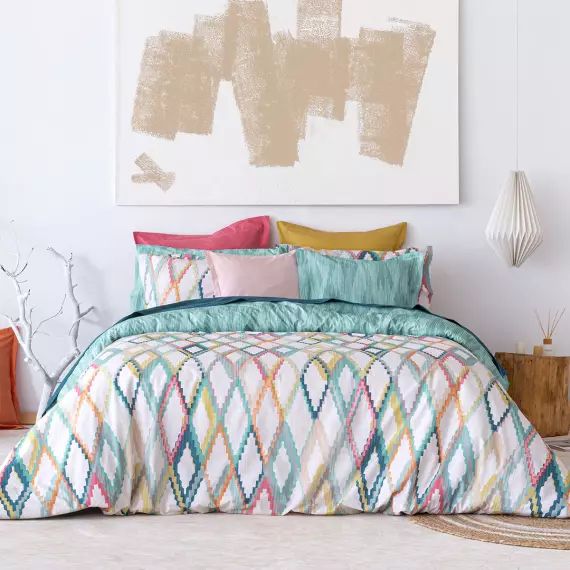 Housse de couette réversible en coton  200×200 cm multicolore