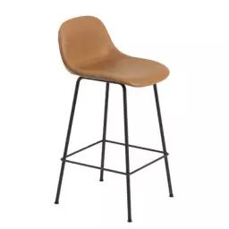 Chaise de bar Fiber en Cuir, Matériau composite recyclé – Couleur Marron – 42.5 x 61.62 x 87.5 cm – Designer Iskos-Berlin