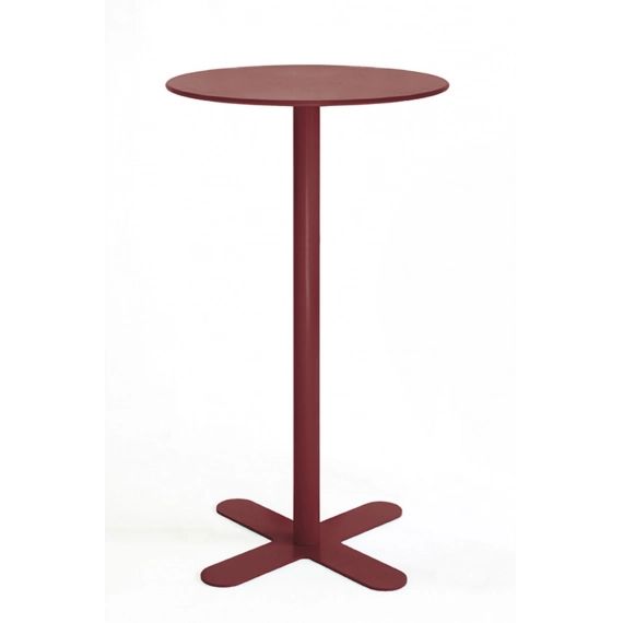 ANTIBES – Table haute ronde en acier rouge D80