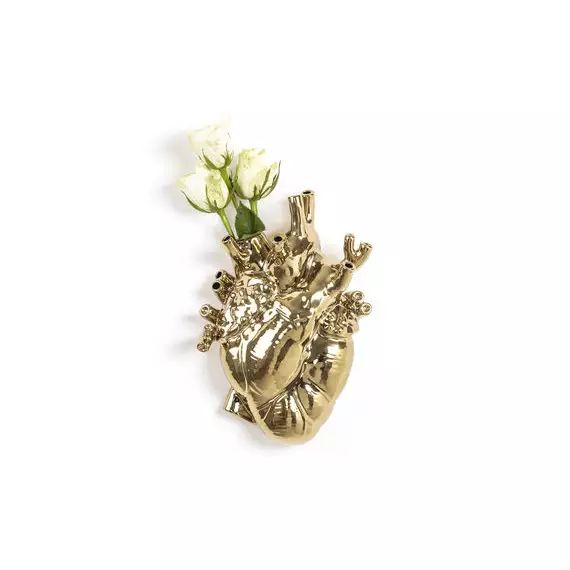 Vase Love in Bloom en Céramique, Porcelaine peinte – Couleur Métal – 16.5 x 9 x 25 cm – Designer Marcantonio