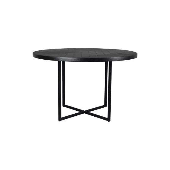 Table de repas ronde en bois et acier noir D 120