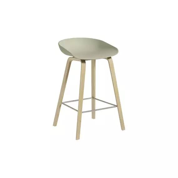 Tabouret de bar About a stool en Plastique, Chêne savonné – Couleur Vert – 47 x 43 x 75 cm – Designer Hee Welling