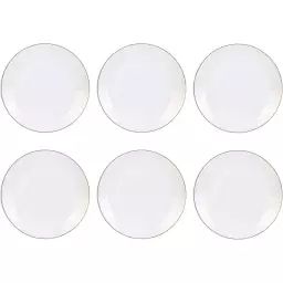 Assiette en porcelaine avec liseré doré (lot de 6) assiettes plates –