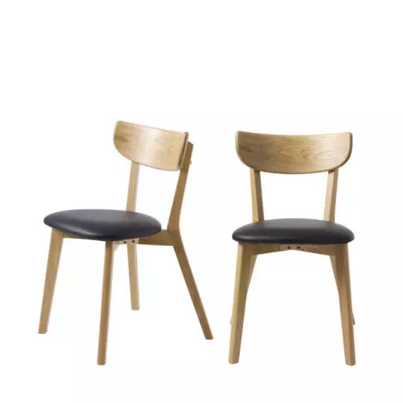 Aude – Lot de 2 chaises en bois et simili – Couleur – Bois clair
