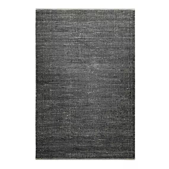 Tapis tissé main en laine et jute noir et gris 130×190