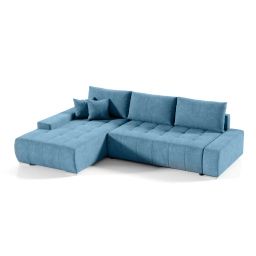 Canapé d’angle convertible gauche 4 places bleu