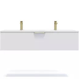 Meuble salle de bain double vasque 120cm 1 tiroir Blanc