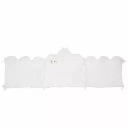 Tour de lit bébé réversible nuage blanc en coton biologique avec broderies dorées 68×180 cm