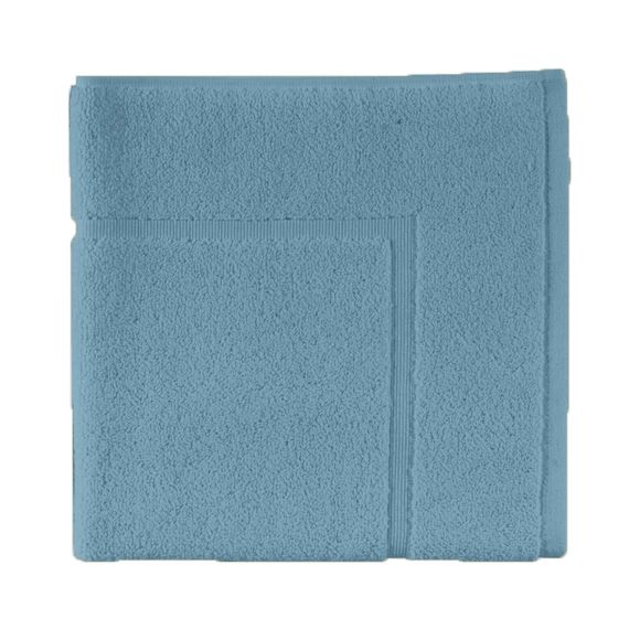 Tapis de bain uni en coton bleu Baltique 60×100