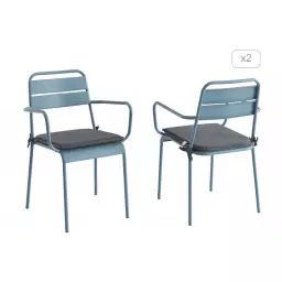 Lot de 2 chaises en acier bleu givré