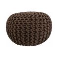 image de poufs scandinave Pouf rond en laine tricot marron