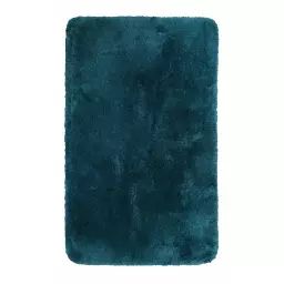 Tapis de bain microfibre très doux uni bleu pétrole 55×65