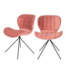 2 chaises velours rose
